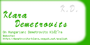 klara demetrovits business card